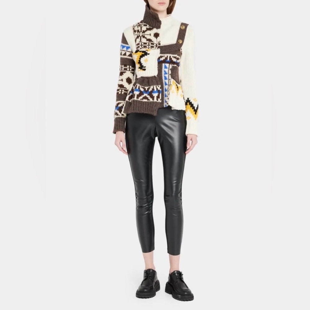 SACAI Mixed-Media Faux Leather Leggings 0714 xsmall black vegan